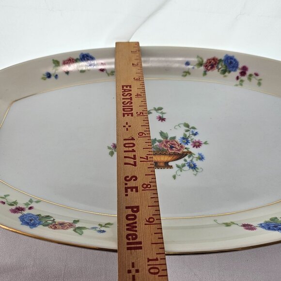 Edelstein Bavaria Porcelain Serving Platter 15" floral flower basket VTG MCM - Picture 9 of 12